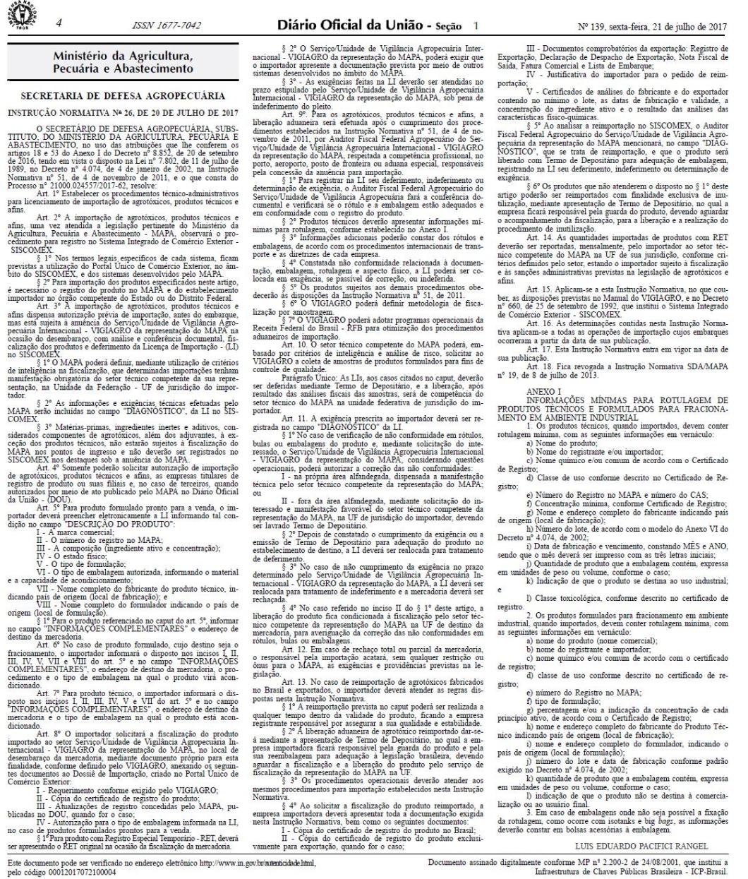 novas regras de importação de agrotóxicos