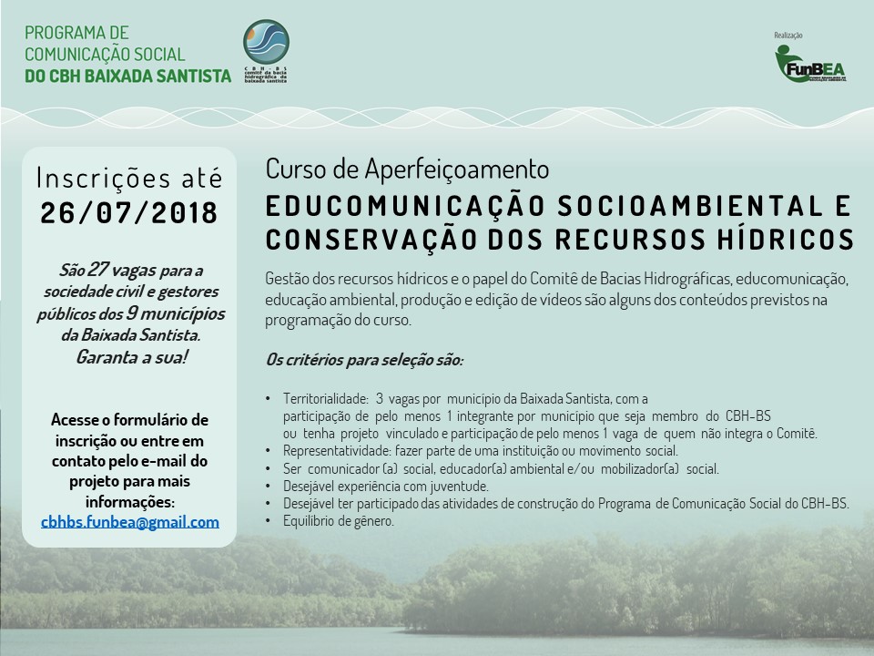 Curso em Educomunicação Socioambiental e Conservação de Recursos Hídricos